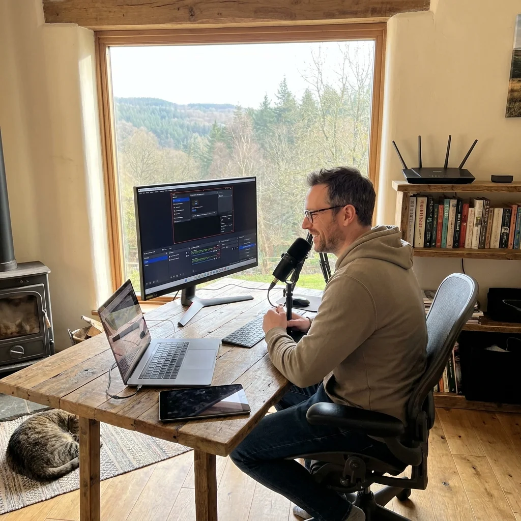 Someone streaming and working comfortably from a connected rural home