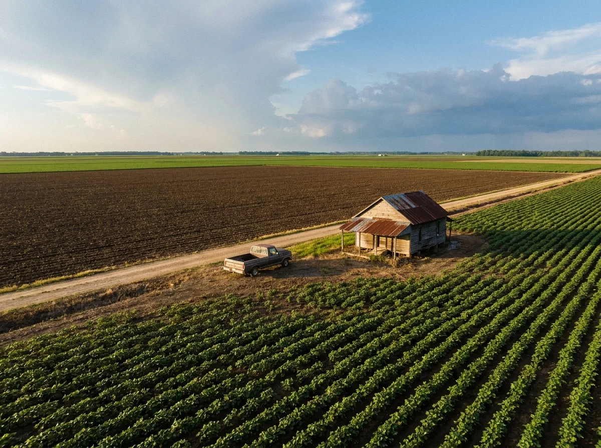 Flat Mississippi Delta farmland stretching to the horizon