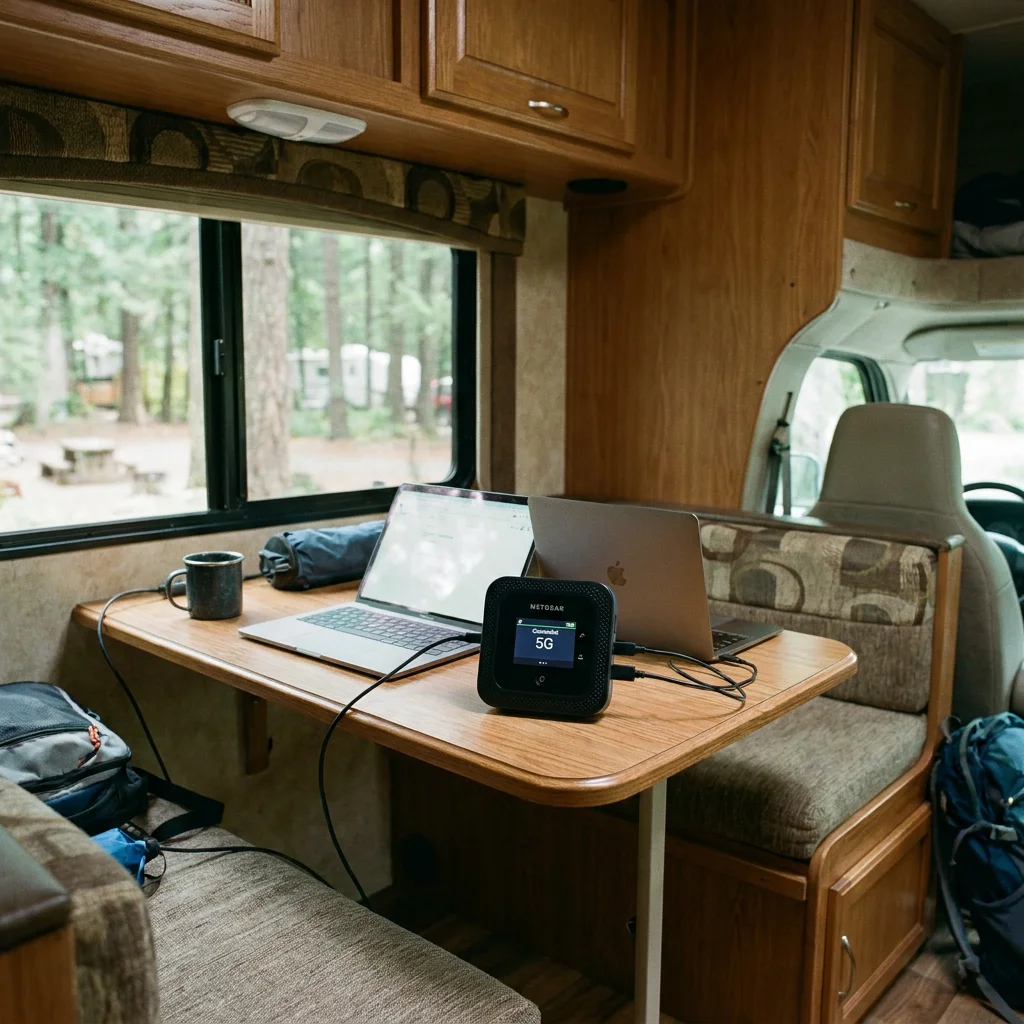 A mobile internet router running inside an RV